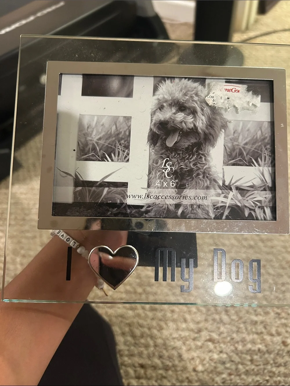 Clear Glass 'I ♥ My Dog' Photo Frame - Silver Accent